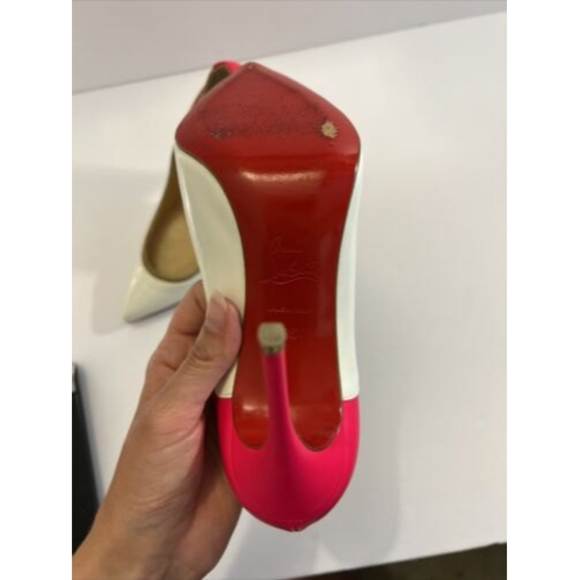 Christian Louboutin Tucsick 100 Gold/White and Neon Pink Heels (Size 6) - Picture 7 of 11